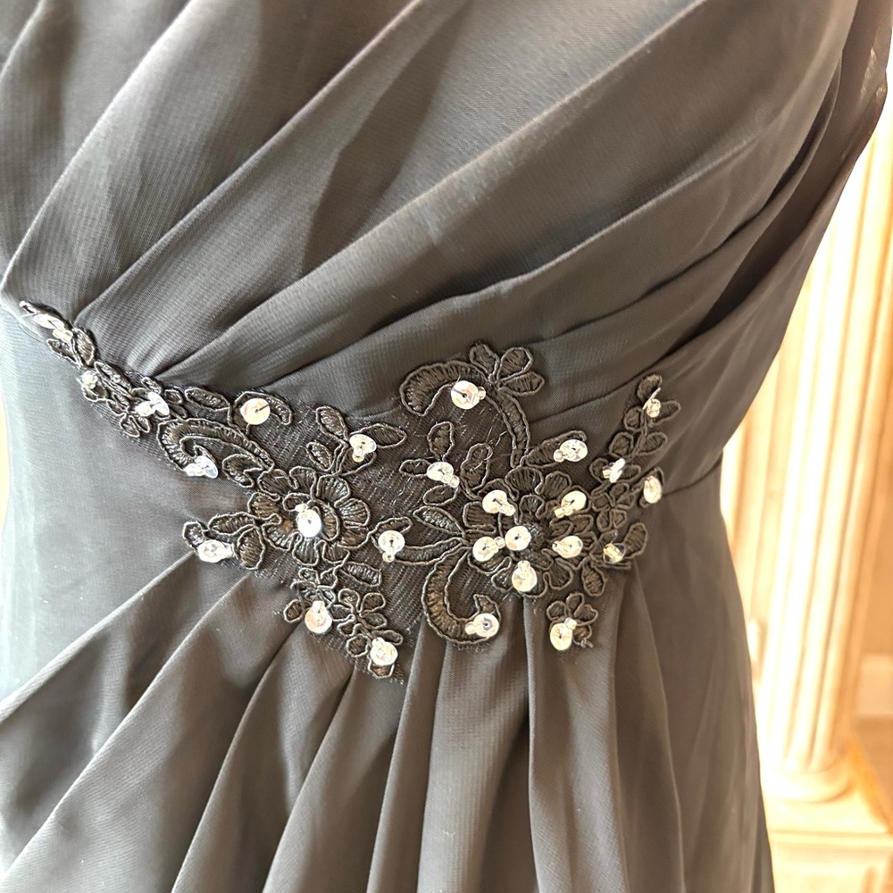 NEW Black Dress, Black Chiffon Dress, Black Dress with Rhinestones, NWOT-Size 10 - Picture 7 of 8